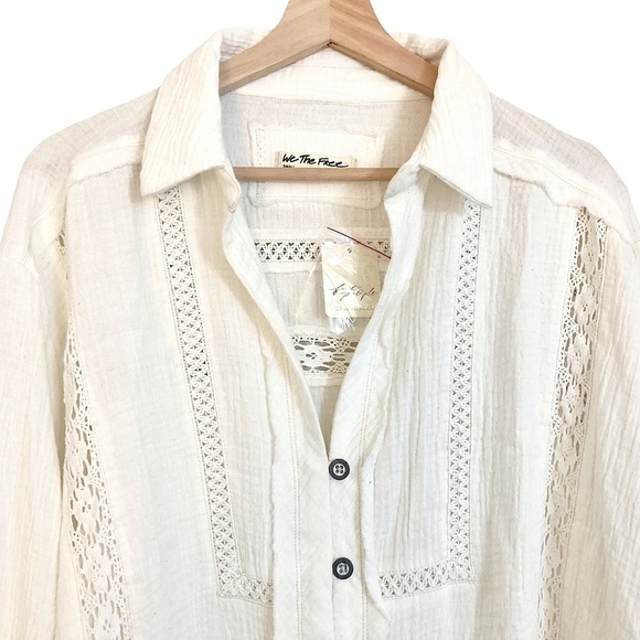 FREE PEOPLE We The Free Ranch Wash Oversized Shirt in Ivory - Picture 9 of 15